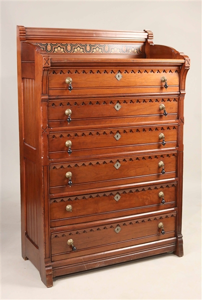 Victorian Walnut Tall Chest of Drawers