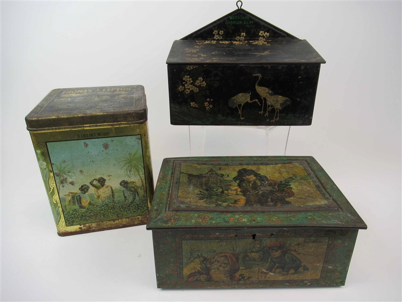 Group of Assorted Vintage Painted Tins