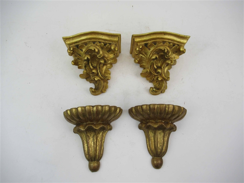 Two Pairs of Italian Giltwood Wall Brackets