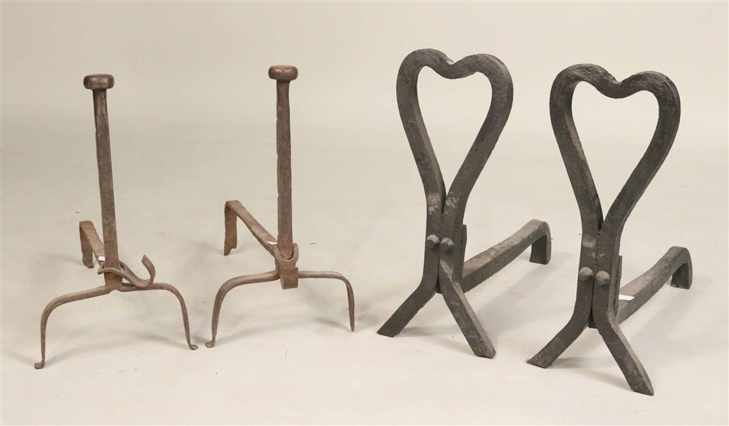 Two Pair of Wrought-Iron Andrions