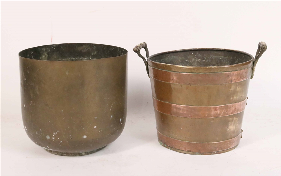 Copper-Banded Brass Two-Handled Kindling Bucket