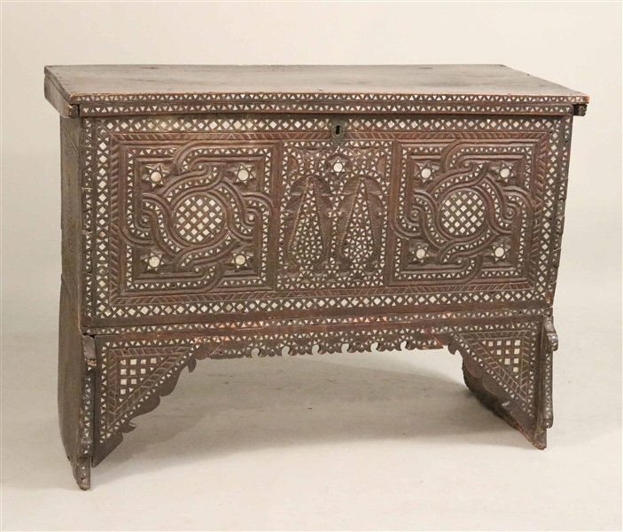 Mother-of-Pearl Inlaid Hardwood Blanket Chest