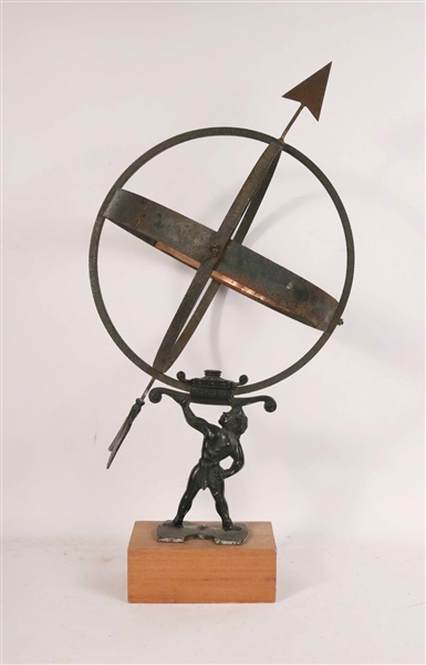 Black-Painted Cast-Iron Orrery on Figural Base