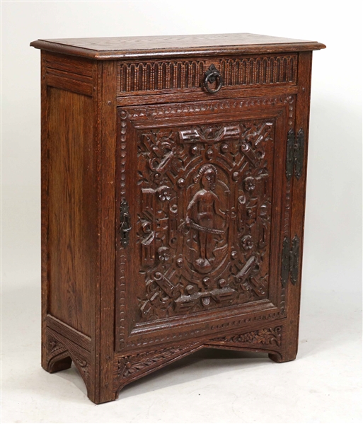 Jacobean Style Carved Oak Cabinet
