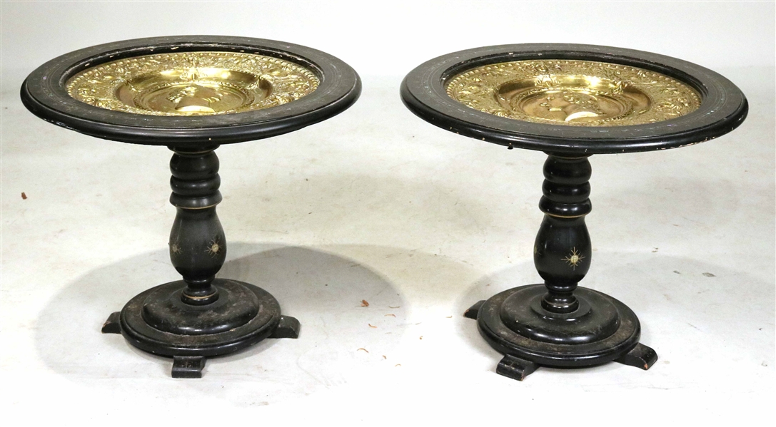 Pair of Victorian Style Black Painted Side Tables