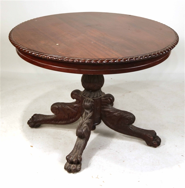 Empire Style Carved Mahogany Center Table
