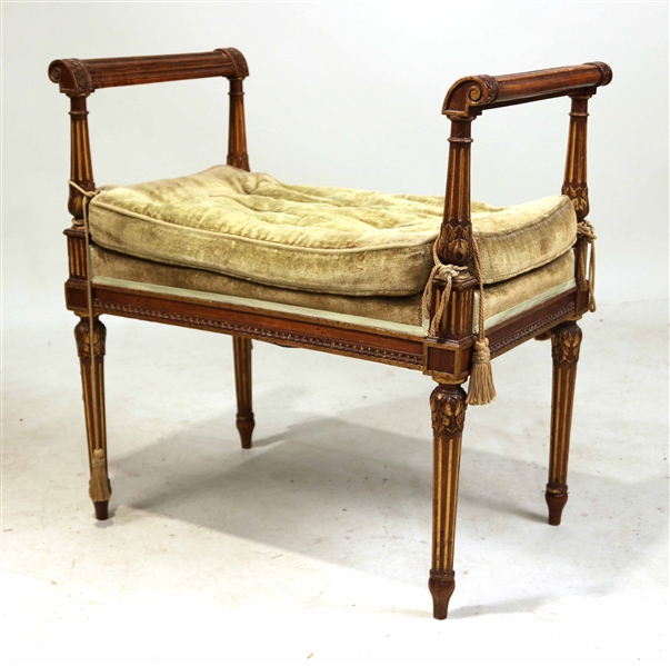 Neoclassical Style Carved Mahogany Window Seat