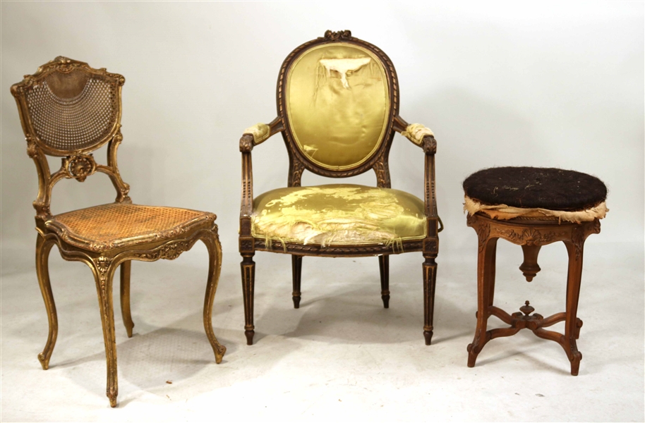 Louis XVI Style Giltwood Fauteuil