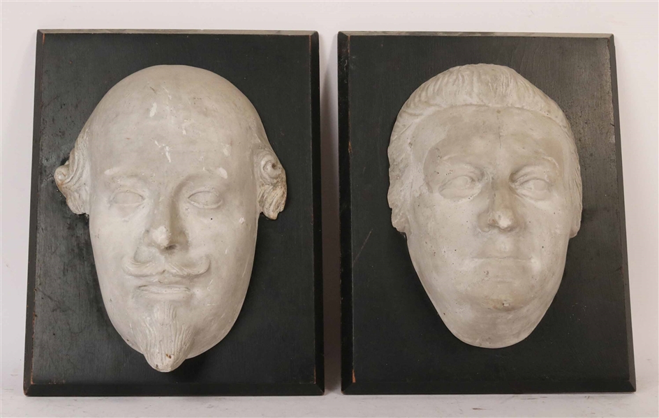 Two Plaster Face Casts, Shakespeare and Gentleman