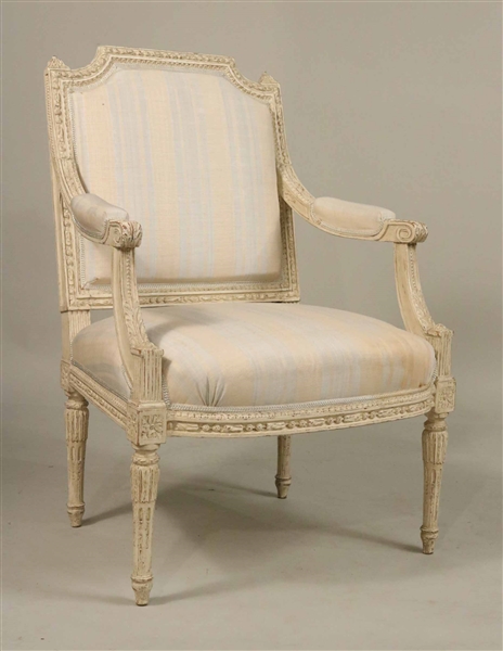 Louis XVI Style White-Painted Fauteuil
