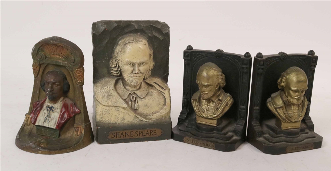 Pair of Gilt Metal Shakespeare Bust Bookends