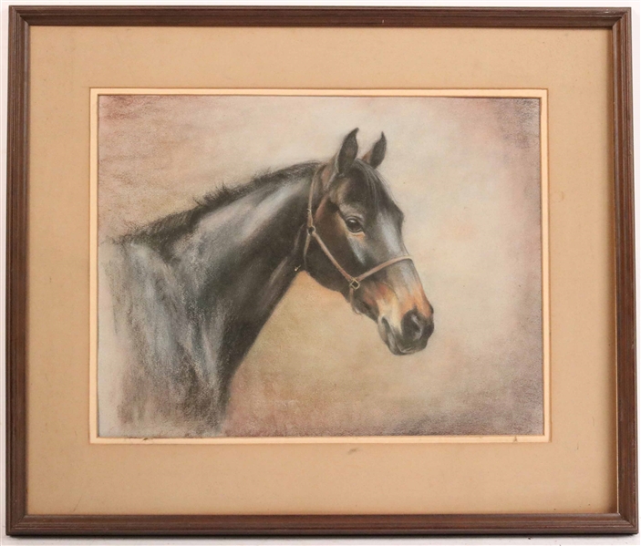 Pastel on Paper, Depicting Bay Horse