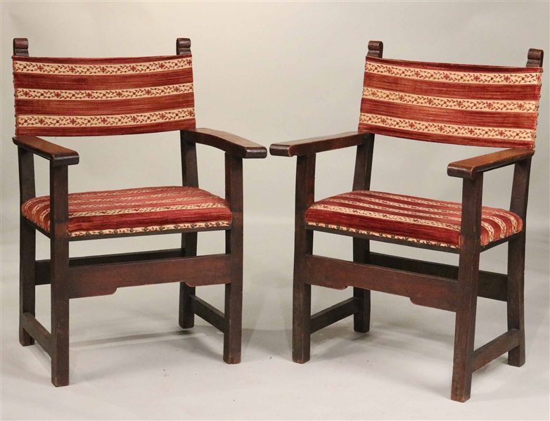 Pair of Baroque Style Walnut Armchairs