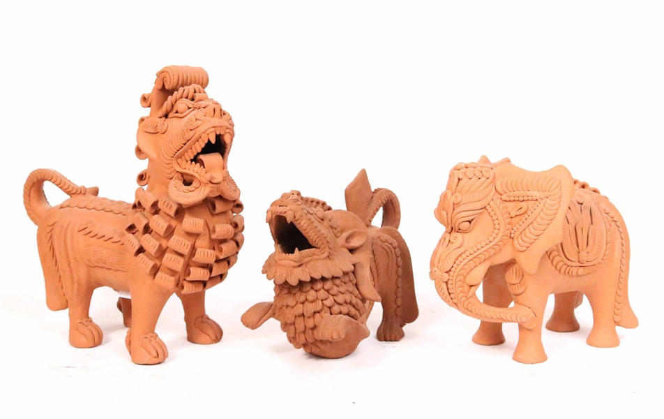 Group of Three Terracotta Animal Figures