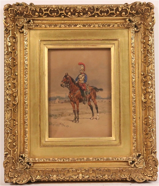 Edourad Detaille, Gouache, Officer on Horseback