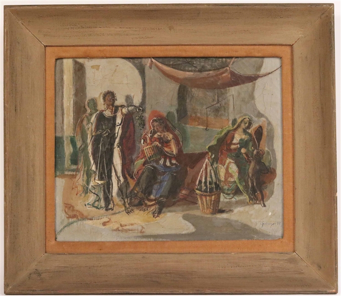 Ferdinand Springer, Oil on Canvas, Market Scene