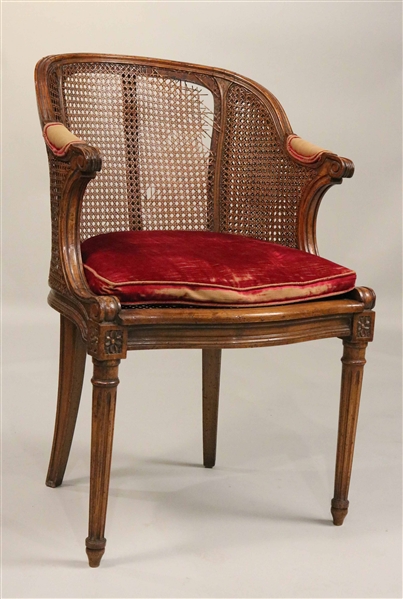 Louis XVI Style Caned Seat Armchair