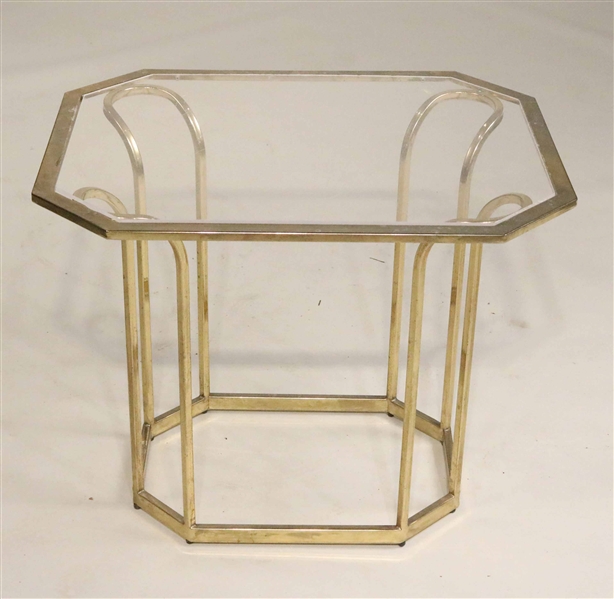 Art Deco Brass and Glass Top Side Table