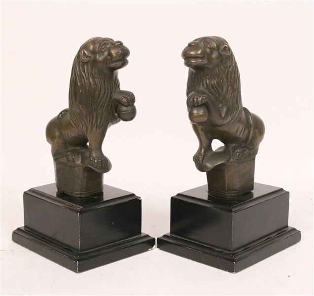 Pair of North German Bronze Lions