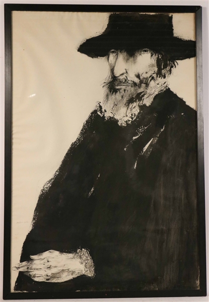 Leonard Baskin, Ink and Wash, Depicting a Man 