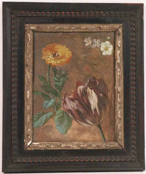 Oil on Paper, Flowers, Unsigned