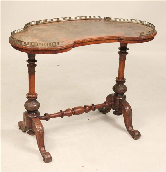 Victorian Leather Inset and Carved Mahogany Table