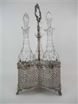 Antique Silver Plate and Cut Glass Decanter Stand