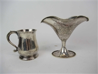 800 Silver Weighted Vase and Handled Cup