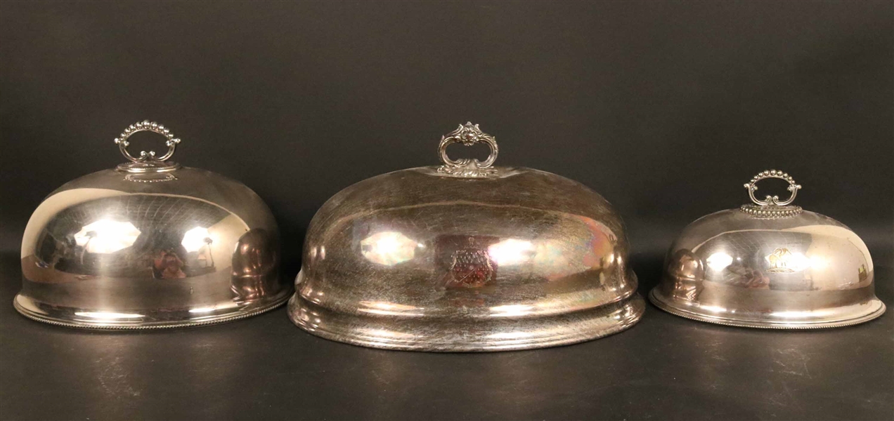 Three Silver Plated Sheffield Dome Covers
