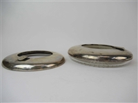 Two Large 800 Silver & Crystal Ashtrays