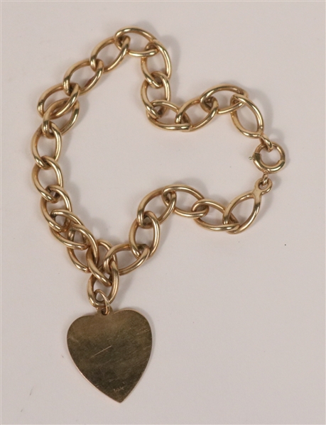 14K Gold Chain Bracelet with 14K Gold Heart Charm