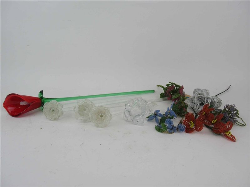 Group of 5 Assorted Glass Flowers