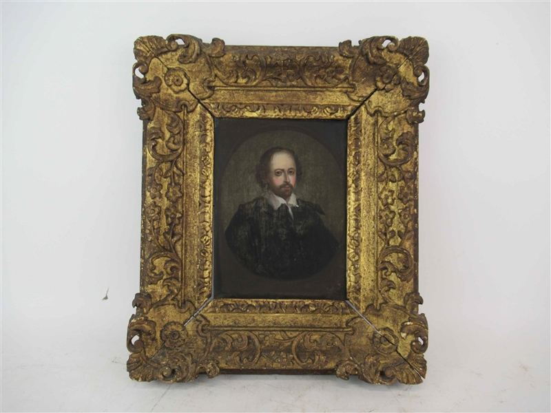 Antique Shakespeare Portrait Painting on Copper