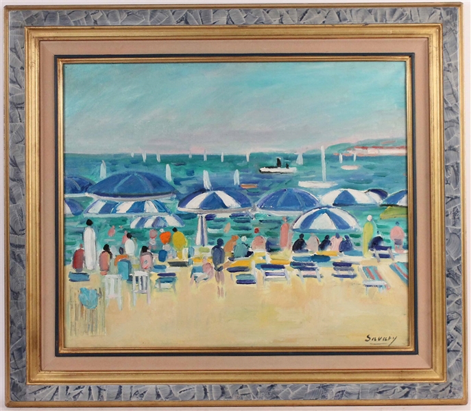 Oil on Canvas, Figures on Beach, Robert Savary