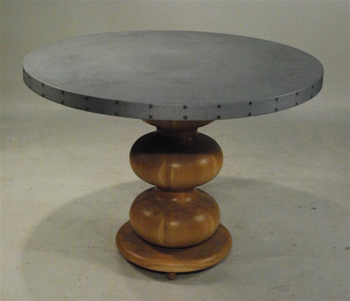 Modern Metal Top Wood Circular Dining Table