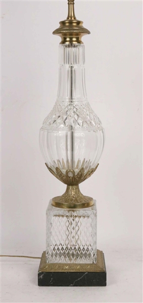 Neoclassical Glass & Gilt Metal Urn Form Lamp