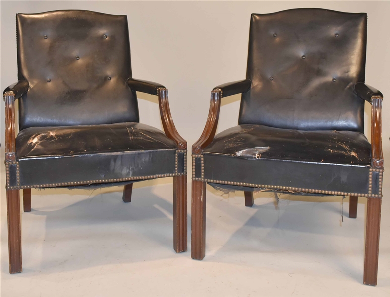 Pair of George III Style Mahogany Library Chairs