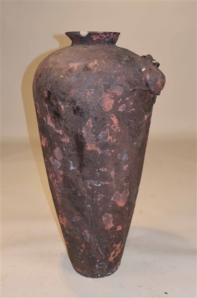 Terracotta Frog-Decorated Vase