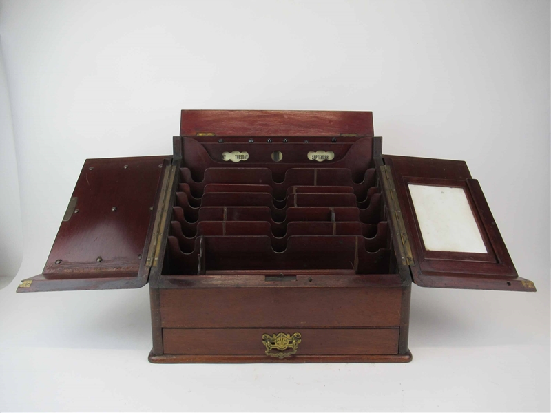 Antique Victorian Mahogany Stationery Box 