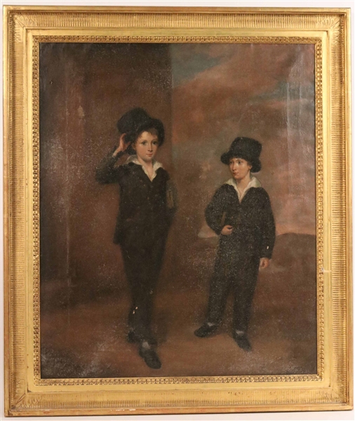Oil, Portrait of Two 18th C. Eton Schoolboys