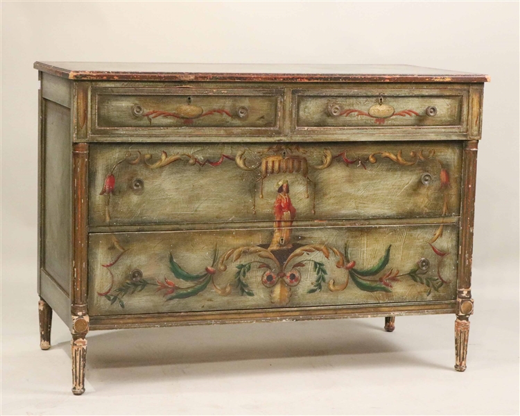 Venetian Style Paint Decorated Chest of Drawers