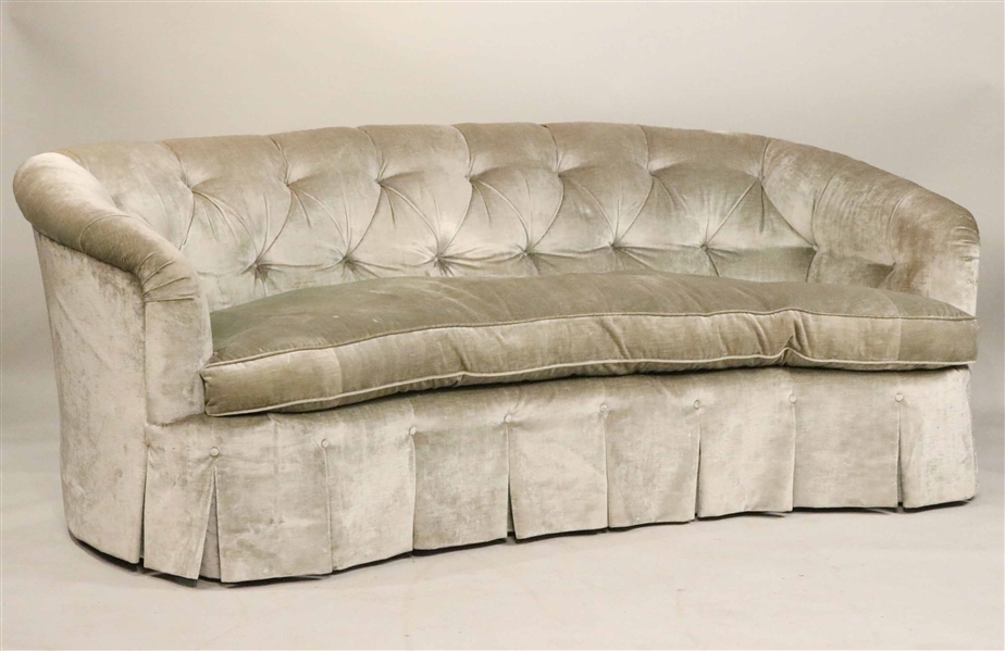 Modern Velvet Upholstered Kidney Shaped Sofa