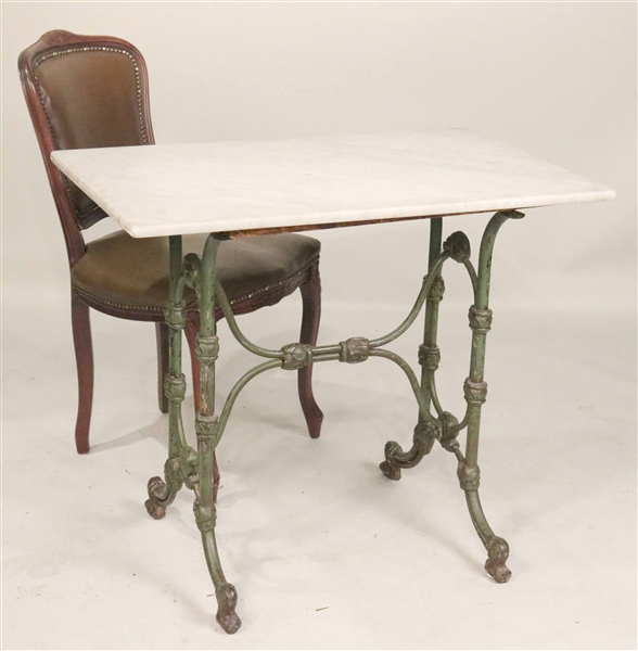 Victorian Painted Cast Iron Marble Top Side Table