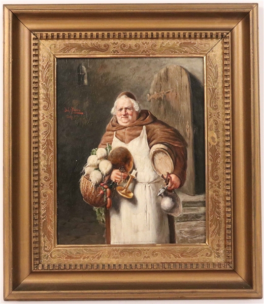 Oil on Board, Portrait of a Friar, Joh. Baur