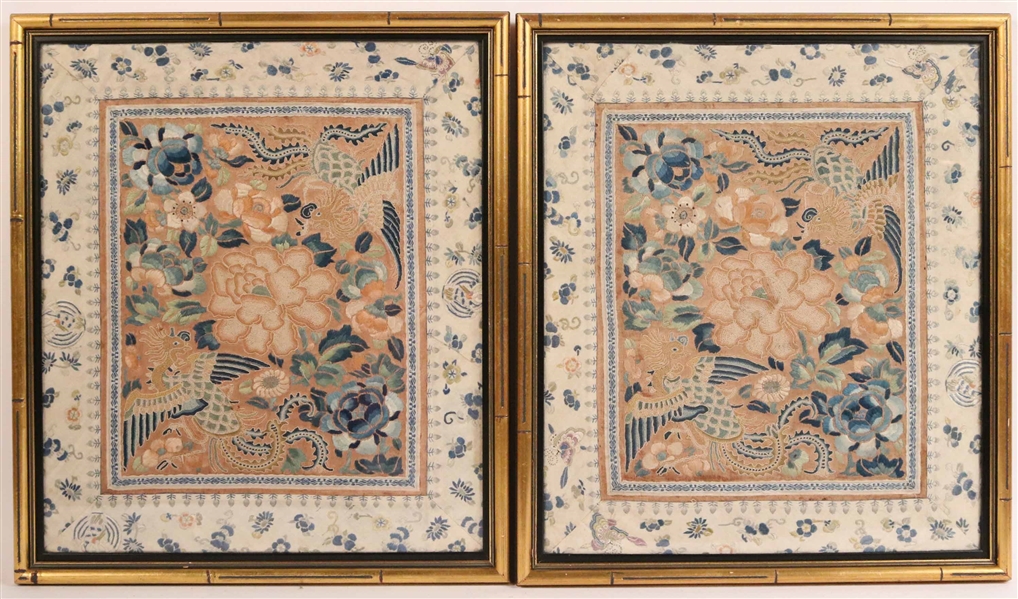 Two Chinese Similar Silk Needlework Pictures