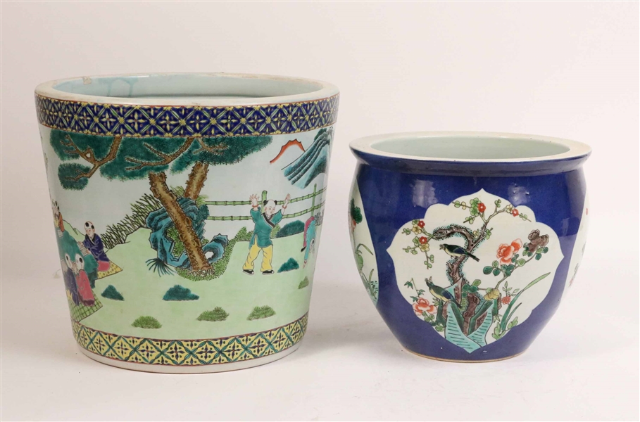 Two Chinese Porcelain Flower Pots