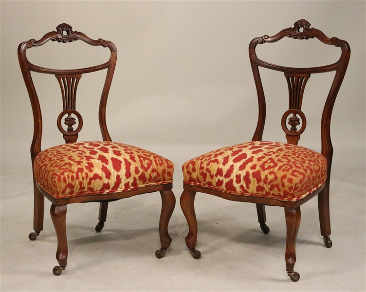 Pair of Victorian Style Mahogany Parlor Chairs