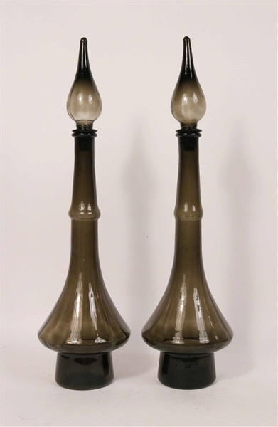 Pair of Mid-Century Glass Stoppered Decanters