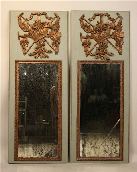 Pair of Louis XVI Style Gilt-Decorated Trumeau