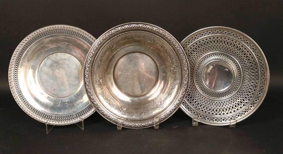 Three Sterling Silver Circular Serving Pieces